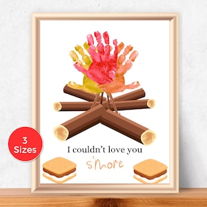 Campfire Handprint Art, Love You Smore Campfire Handprint Craft, Kindergarten Craft, Handprint Keepsake, Summer Handprint, Preschool Craft