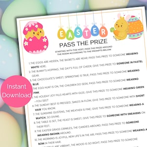 Easter Pass The Prize, Printable Easter Pass the Parcel Game, Easter Pass the Gift Poem, Easter Games for kids + Adults, Easter Party Games