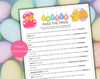Easter Pass The Prize, Printable Easter Pass the Parcel Game, Easter Pass the Gift Poem, Easter Games for kids + Adults, Easter Party Games