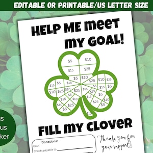 Editable Fill My Clover Fundraiser Template, 4H Fundraiser Flyer, St Patricks Day Fundraiser, Color My Clover Fundraising Form for 4-H, FFA