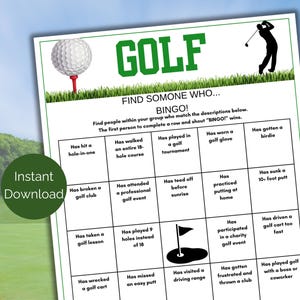 Golf Find Someone Who Game, Golf Party Game, Golf Human Bingo, Printable Golf Ice Breaker, Find the Guest Game, Golf Retirement Party