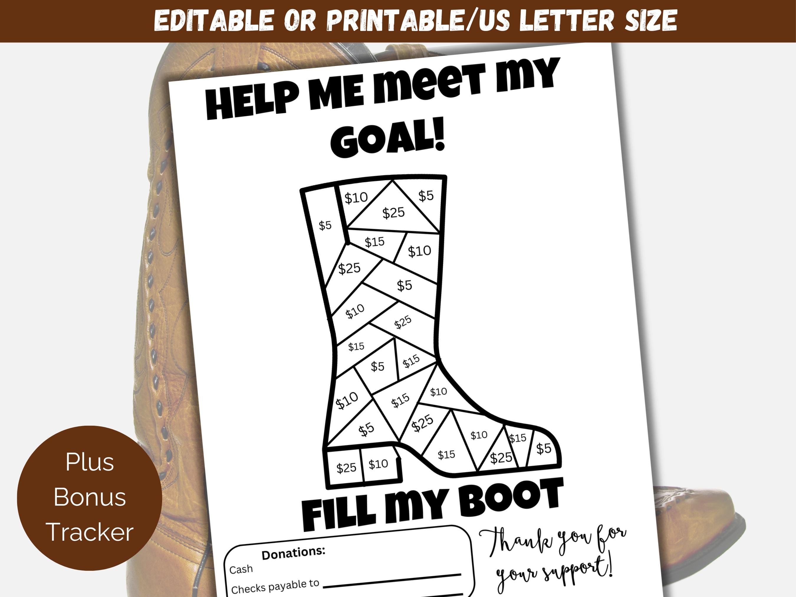 Editable Fill My Boot Fundraiser Template, Drill Team Fundraiser Flyer, Majorette Sponsor My Season, Color My Boot Fundraising Form