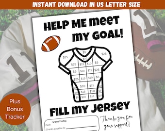 Fill My Football Jersey Fundraiser Template, Football Fundraiser Flyer, Football Sponsor My Season, Color My Jersey Fundraising Form