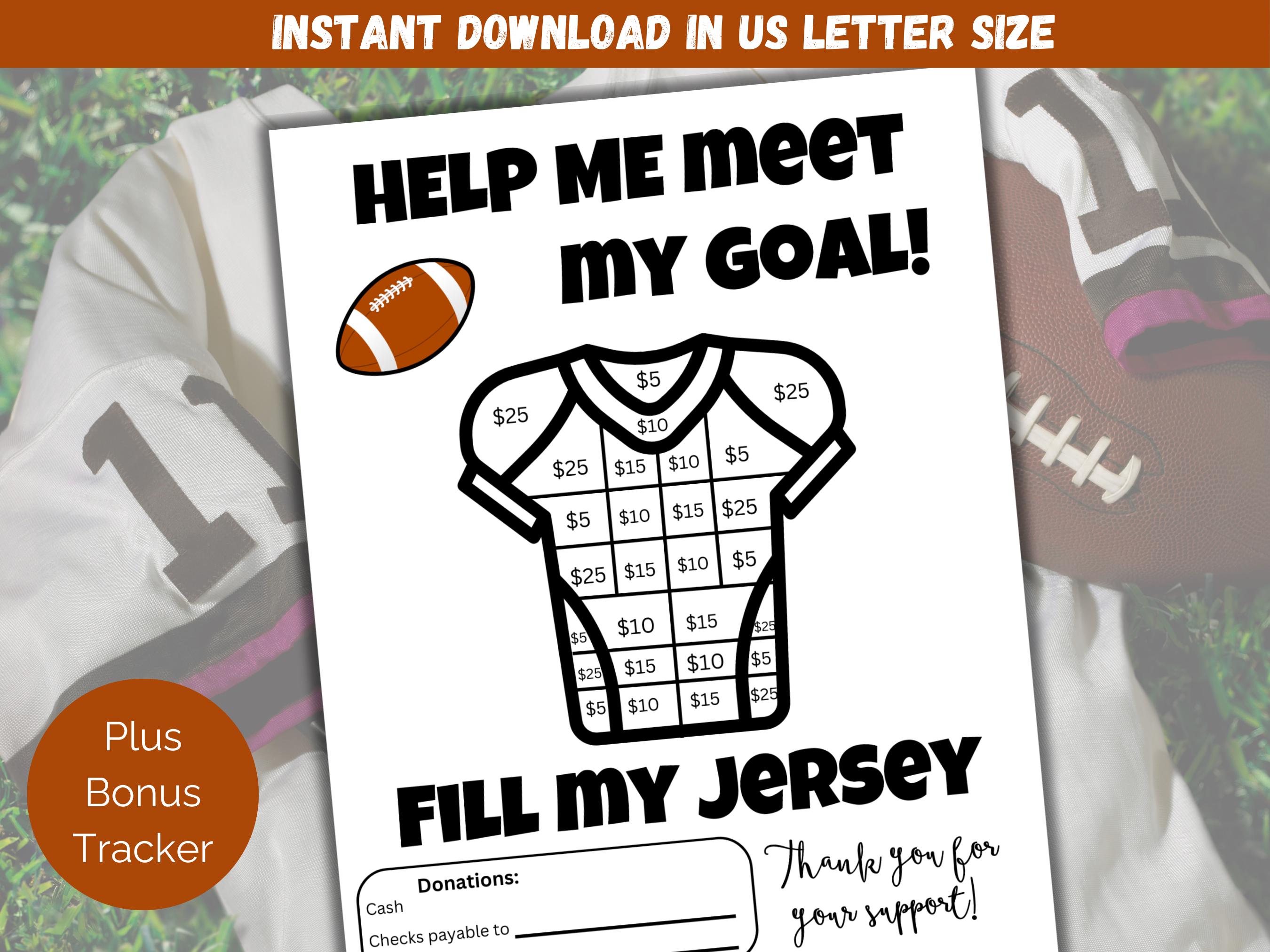 Fill My Football Jersey Fundraiser Template, Football Fundraiser Flyer, Football Sponsor My Season, Color My Jersey Fundraising Form