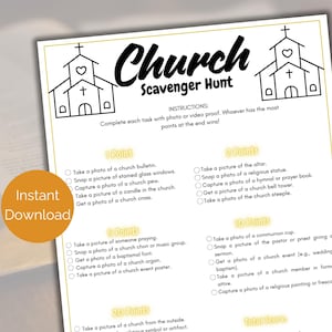 Church Scavenger Hunt, Printable Church Photo Scavenger Hunt, Sunday School Game, Fun Church Activity for Kids, Church Treasure Hunt
