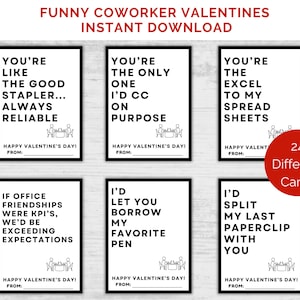 Cartes de Saint-Valentin drôles de collègue, cartes de Saint-Valentin sur le lieu de travail, Saint-Valentin à imprimer pour collègues collègues + employés, fête de la Saint-Valentin au bureau