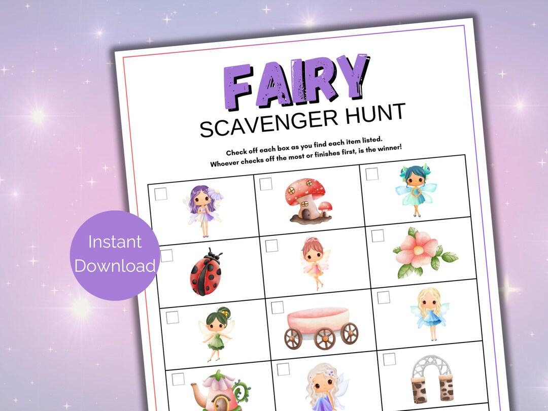 Fairy Scavenger Hunt for Kids, Fairy Treasure Hunt Game for Kids ...