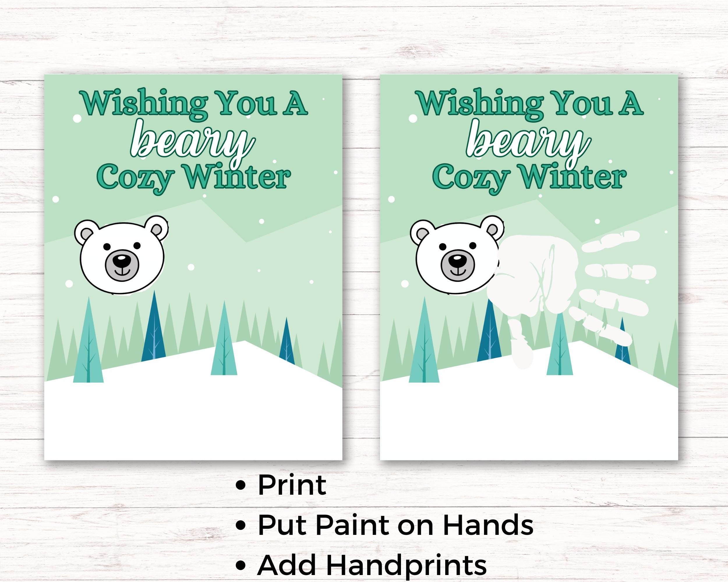 Polar Bear Handprint Art, Winter Handprint Craft for Toddlers Kids and ...