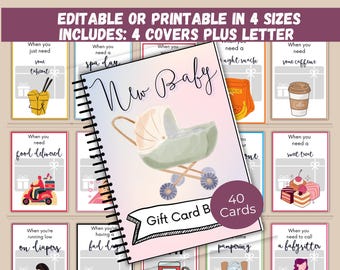 New Baby Gift Card Book Editable or Printable, Baby Shower Gift Card Book, Baby Gift Card Holder Set, New Mom Gift, New Parent Gift Card