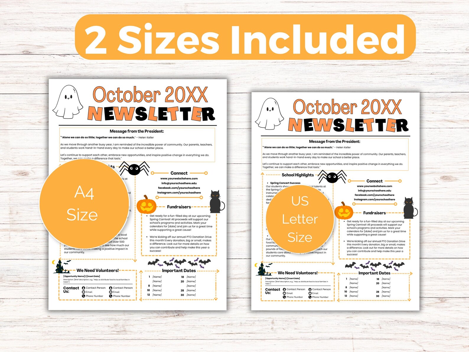 EDITABLE October PTO PTA Newsletter Template, Monthly Classroom October ...