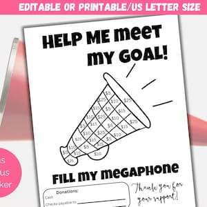 Editable Fill My Megaphone Fundraiser Template, Cheerleading Fundraiser Flyer, Cheer Team Sponsor My Season, Color My Fundraising Form