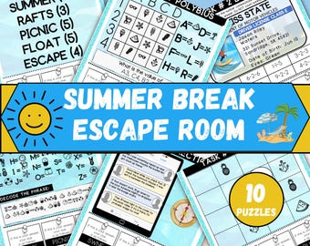 Summer Break Escape Room for Kids, Printable Escape Room Kit, Summer Party Games, DIY Escape Room for Kids Birthday Party, Kids Puzzle Game