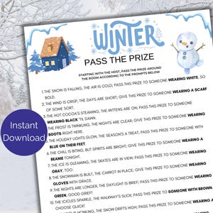 Winter Pass The Prize, Printable Winter Pass the Parcel Game, Winter Game for Kids and Adults, Teen Christmas Game, Pass the Gift Poem