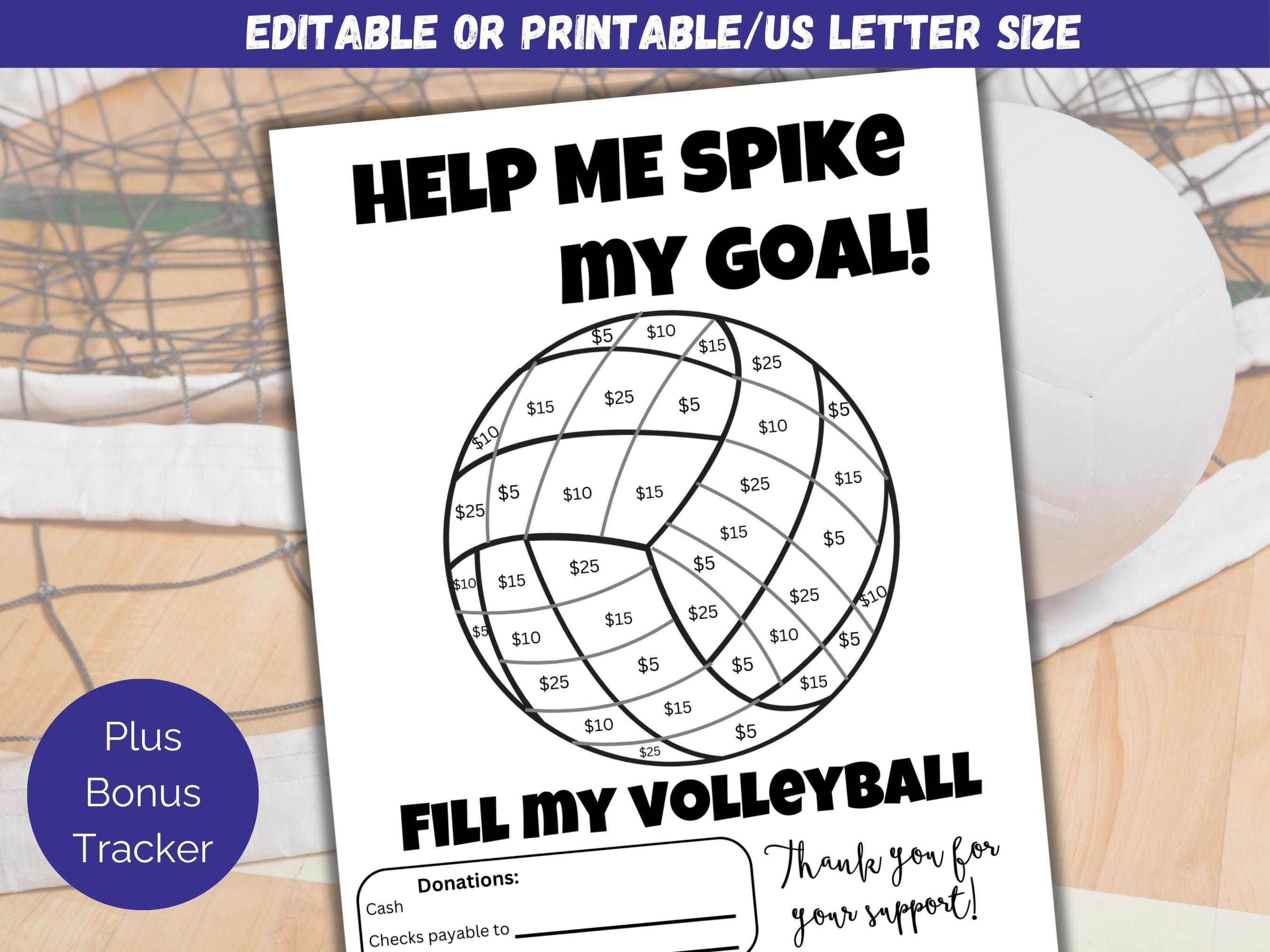 Editable Fill My Volleyball Fundraiser Template, Volleyball Fundraiser Flyer, Volleyball Sponsor My Season, Color My Fundraiser Form