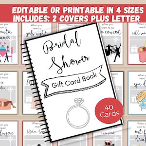 Libro de tarjetas de regalo para despedida de soltera (editable o imprimible), regalo para despedida de soltera, idea para despedida de soltera, porta tarjetas de regalo para novia, regalo grupal para novia