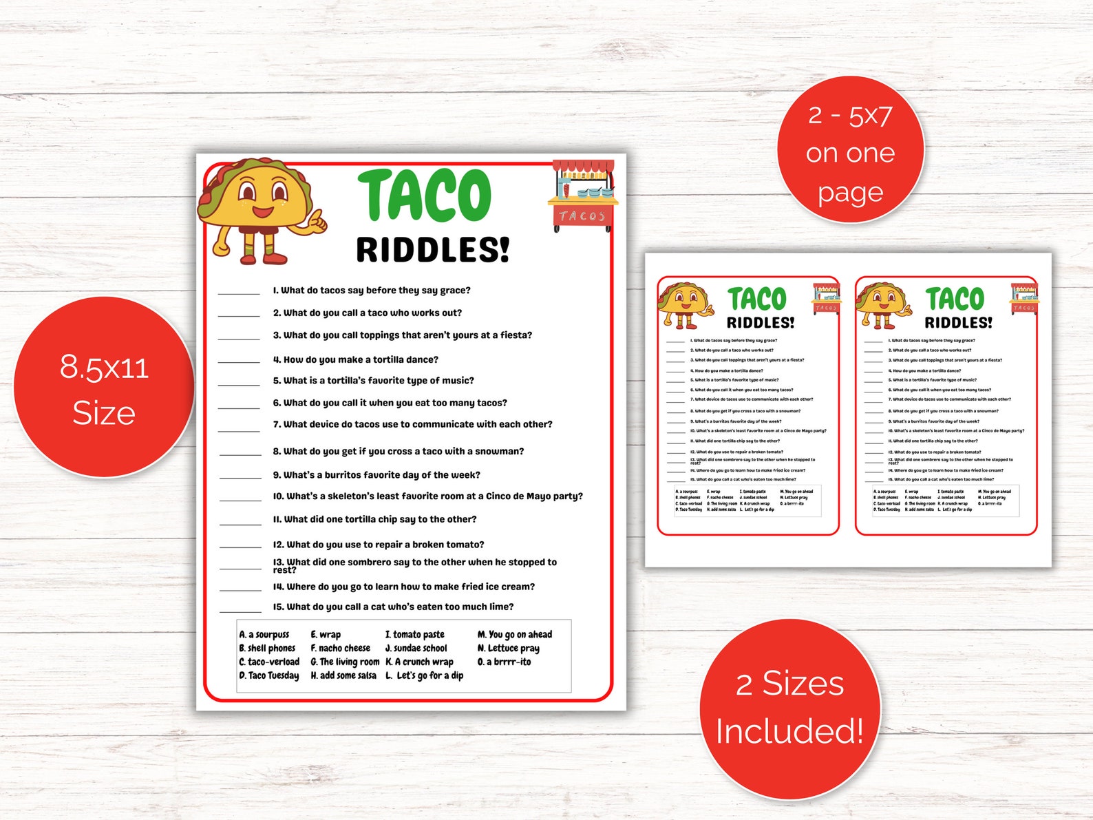 Taco Riddles, Taco Jokes, Taco Party Games, Cinco De Mayo Riddles ...
