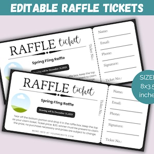 Bearbeitbare Raffle Ticket-Vorlage, Raffle Ticket-Formular, DIY Charity Raffle Ticket, DIY Surprise Raffle Ticket, benutzerdefiniertes Raffle Ticket