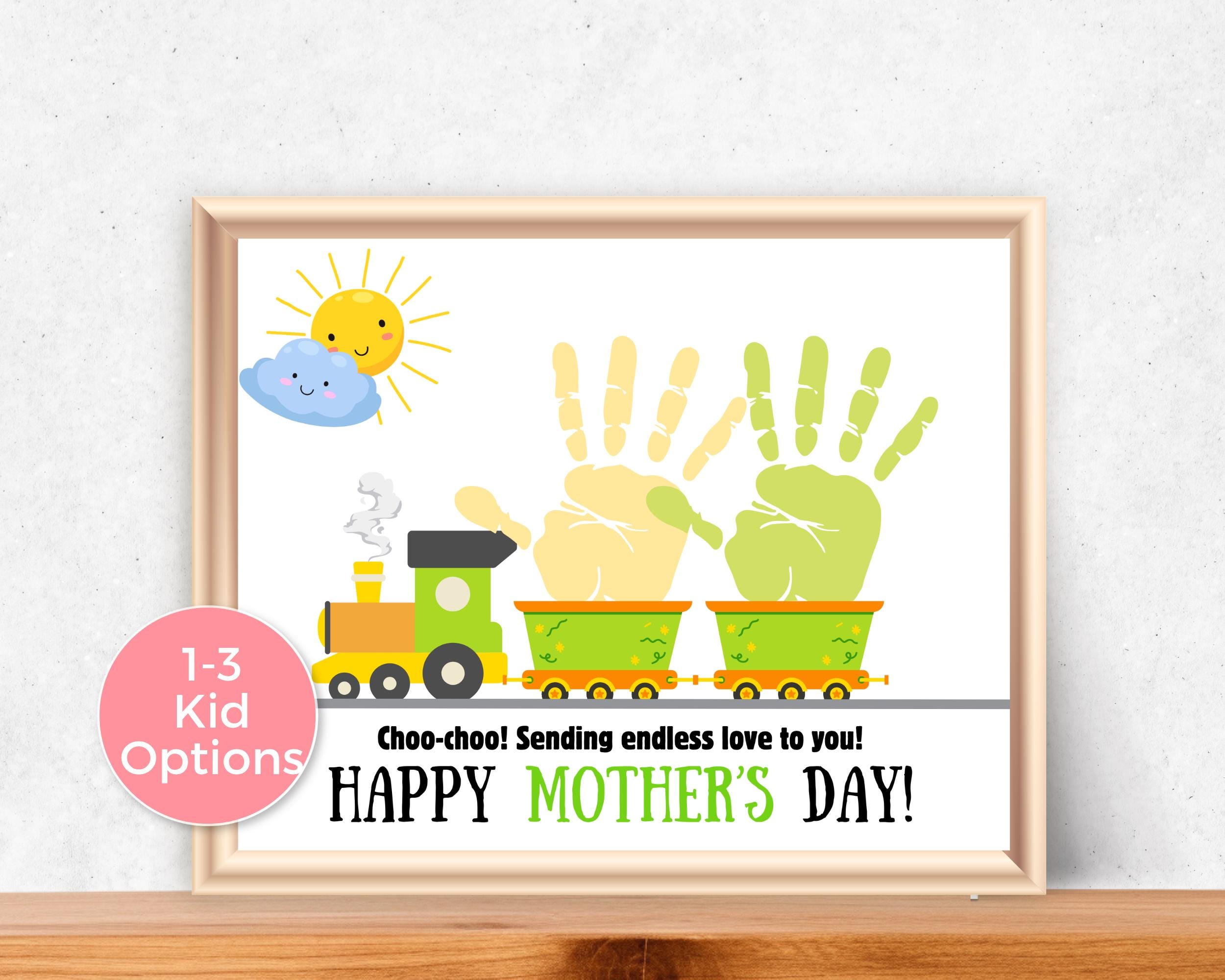 Mothers Day Train Handprint Art up to 3 kids, Mother's Day Handprint…