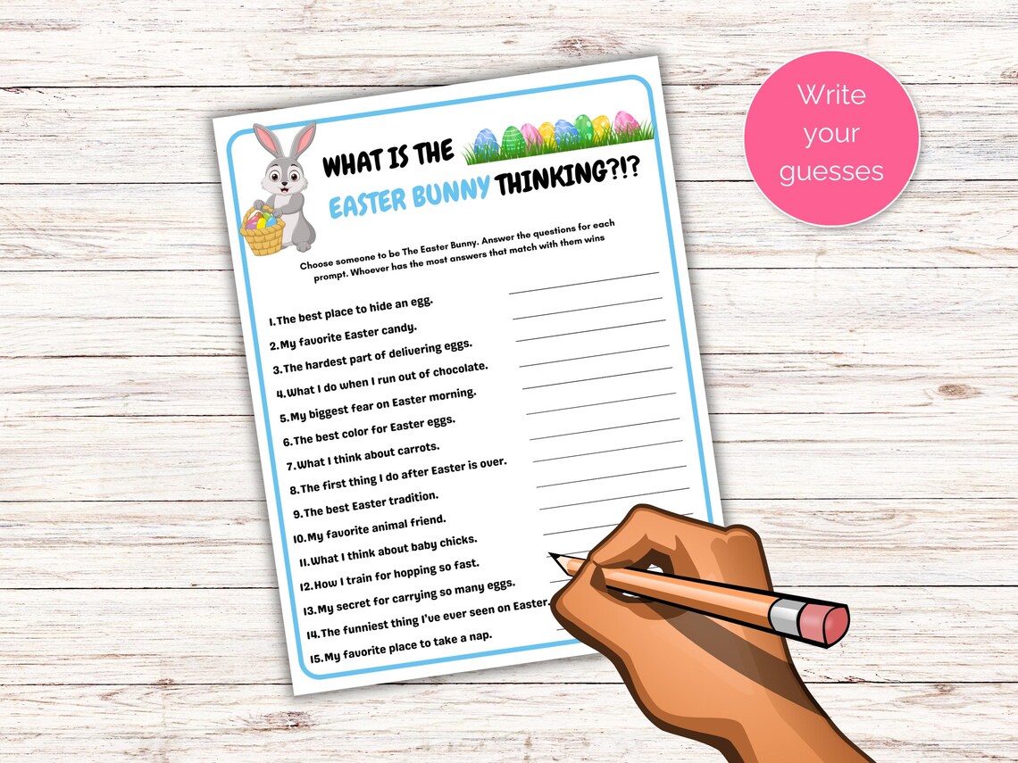 What's the Easter Bunny Thinking Thinking Game, Printable Easter Party ...