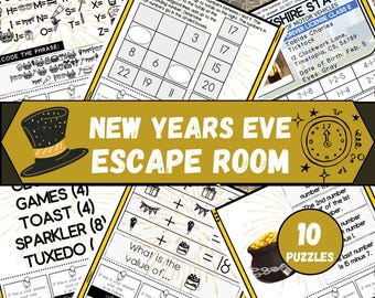 New Years Eve Escape Room Game, Printable NYE Escape Room for kids or tweens, DIY Escape Room Kit, Escape Room at Home, New Years Eve Games