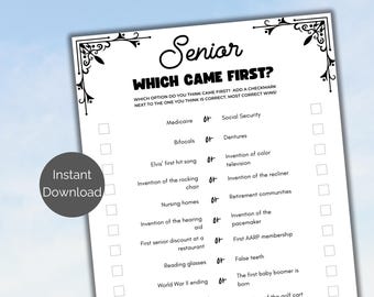 Senior Which Came First Game, Game for Senior Citizens, Senior Party Games, Brain Games for Seniors, Nursing Home Game, Elderly Game