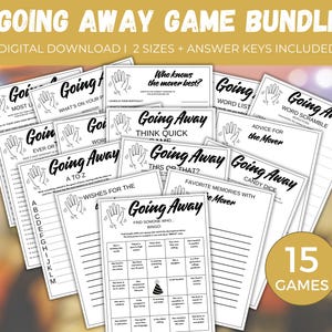 Going Away Party Game Bundle, 15 druckbare bewegliche Gesellschaftspiele, Abschiedspartyspiele, Bon Voyage Spiel, Abschiedsparty-Eisbrecher