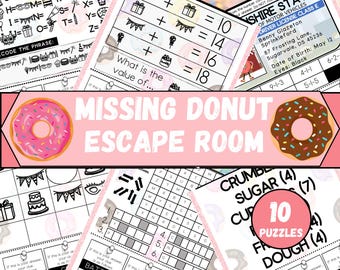 Donut Escape Room for Kids, Printable Escape Room Kit, Donut Party Games, DIY Escape Room for Kids Birthday Party, Kids Puzzle Game
