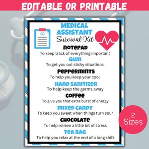 Editable Medical Assistant Survival Kit Gift, Medical Assistant ...