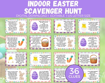 Easter Scavenger Hunt, Printable Indoor Easter Treasure Hunt Clues, Kids Easter Scavenger Hunt, Indoor Teen Scavenger Hunt, Easter Riddles