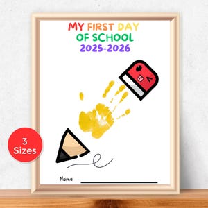2025 First Day of School Handprint Art, First Day of School Pencil Handprint Craft, Memory Keepsake, Back to School Craft, Preschool Craft