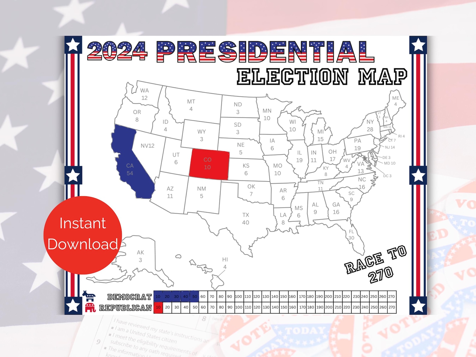 2024 Presidential Election Map, Electoral College Vote Tracker Kids