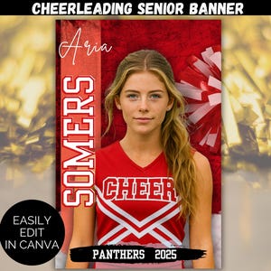 Editable Senior Cheerleader Banner Template, Custom Cheerleading Poster, Senior Night Banner Canva Template, Cheer Team Senior Sports Banner