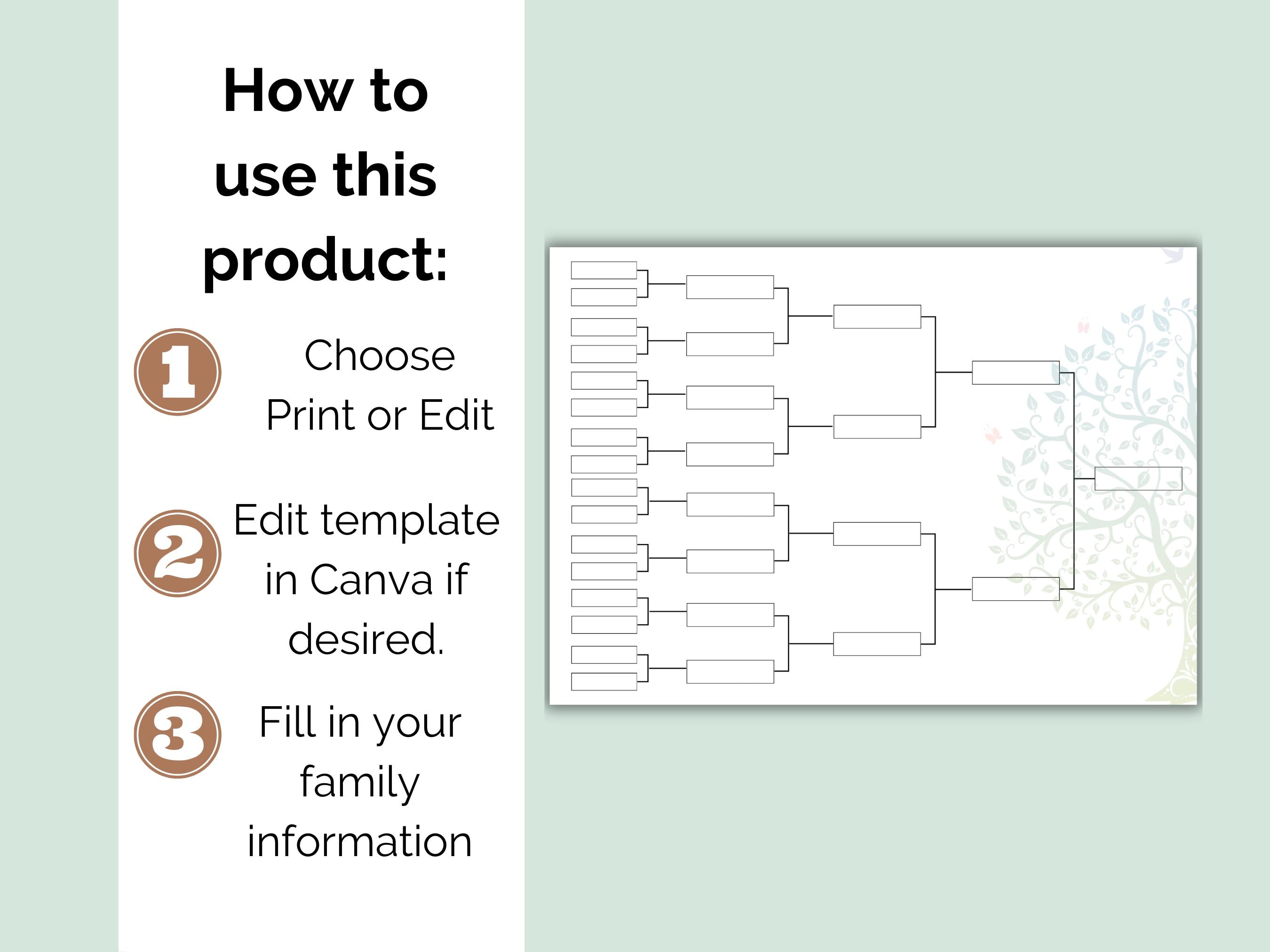 Editable Family Tree Chart, Family Tree Template 5 Generation ...