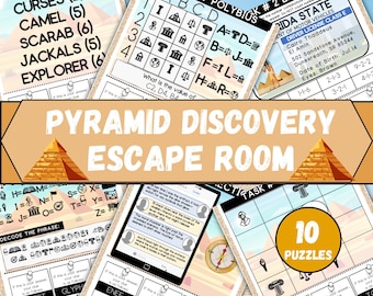 Pyramids Escape Room voor kinderen, afdrukbare escape room-kit, verjaardagsfeestjes, doe-het-zelf Escape Room Oude Egypte, puzzelspel voor kinderen