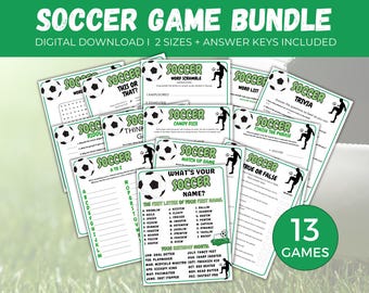 Soccer Games Bundle, 13 Printable Soccer Party Games, Soccer Birthday Games, Soccer Team Games, Soccer Activity pack for kids and adults