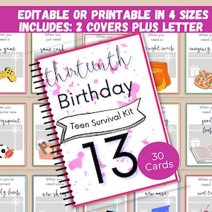 13. Geburtstag Geschenkkartenbuch bearbeitbar oder druckbar, dreizehntes Geschenkkartenbuch, Geschenkkartenhalter für Teenager, Geschenkidee zum 13. Geburtstag