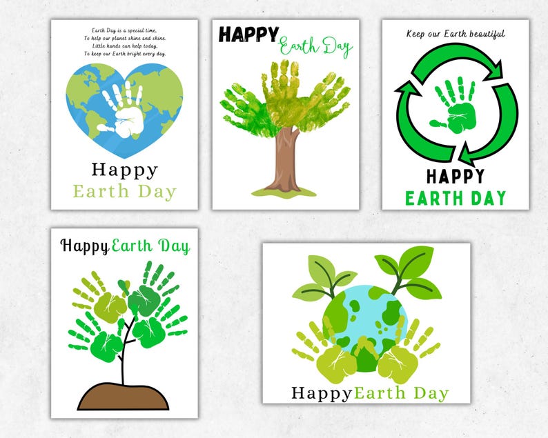 Earth Day Handprint Art Bundle, Earth Day Handprint Craft for Toddlers ...