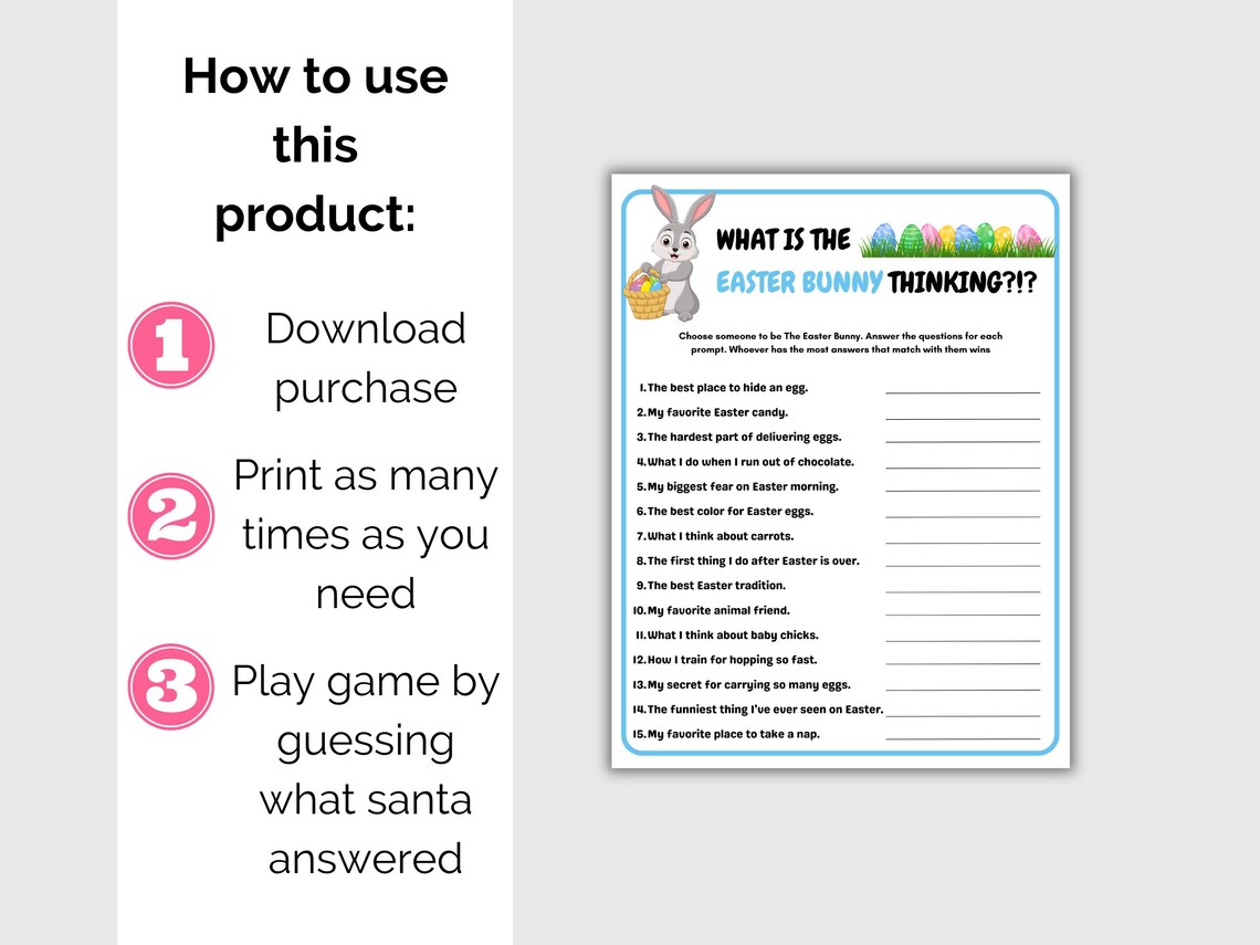 What's the Easter Bunny Thinking Thinking Game, Printable Easter Party ...