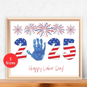 Arte con le impronte delle mani per il Labor Day 2025, lavoretto con le impronte delle mani per il Labor Day per bambini piccoli, attività patriottica, lavoretto per la scuola materna, lavoretto per il Labor Day per neonati e bambini