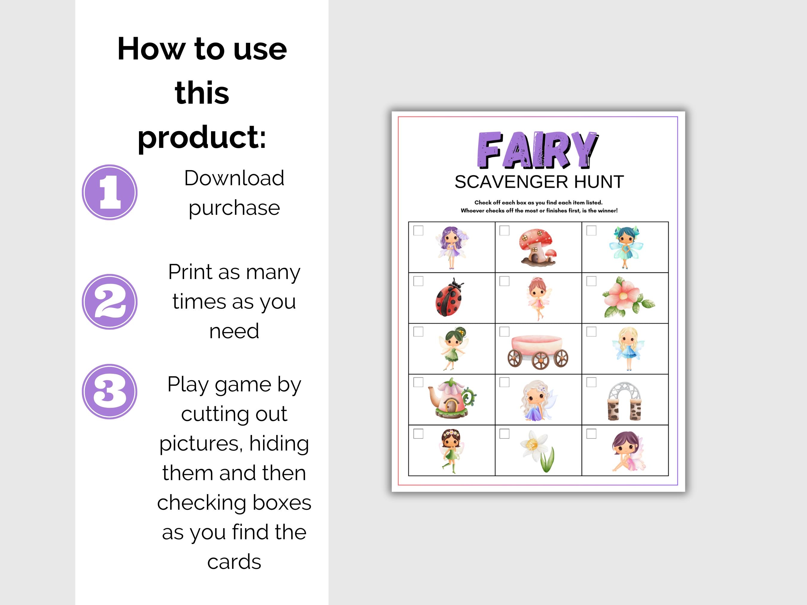 Fairy Scavenger Hunt for Kids, Fairy Treasure Hunt Game for Kids ...
