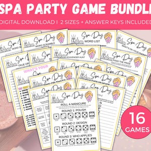 Spa Party Game Bundle, 16 Printable Spa Party Activities, Spa Party Birthday Games, Spa Slumber Party Game, Tween Party Game, Girls Birthday