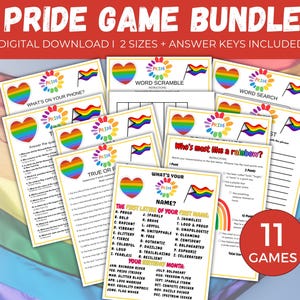 Pride Game Bundle, 11 Pride Party Activities, Pride Party Games, Pride Month Activities, LGBTQ+ Games, Pride Trivia, LGBTQ Activities