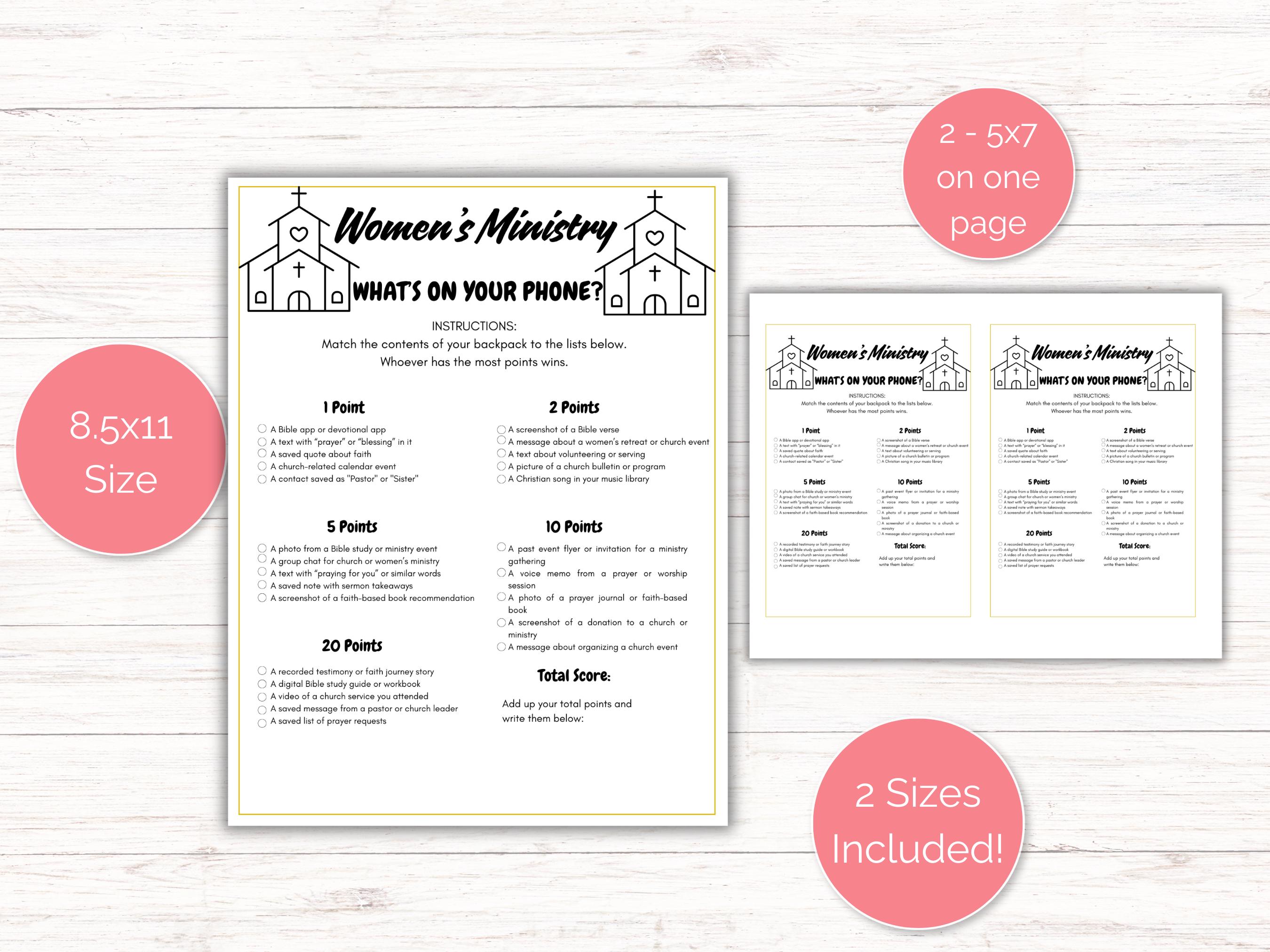 Womens Ministry What's on Your Phone, Printable Women's Ministry Games ...