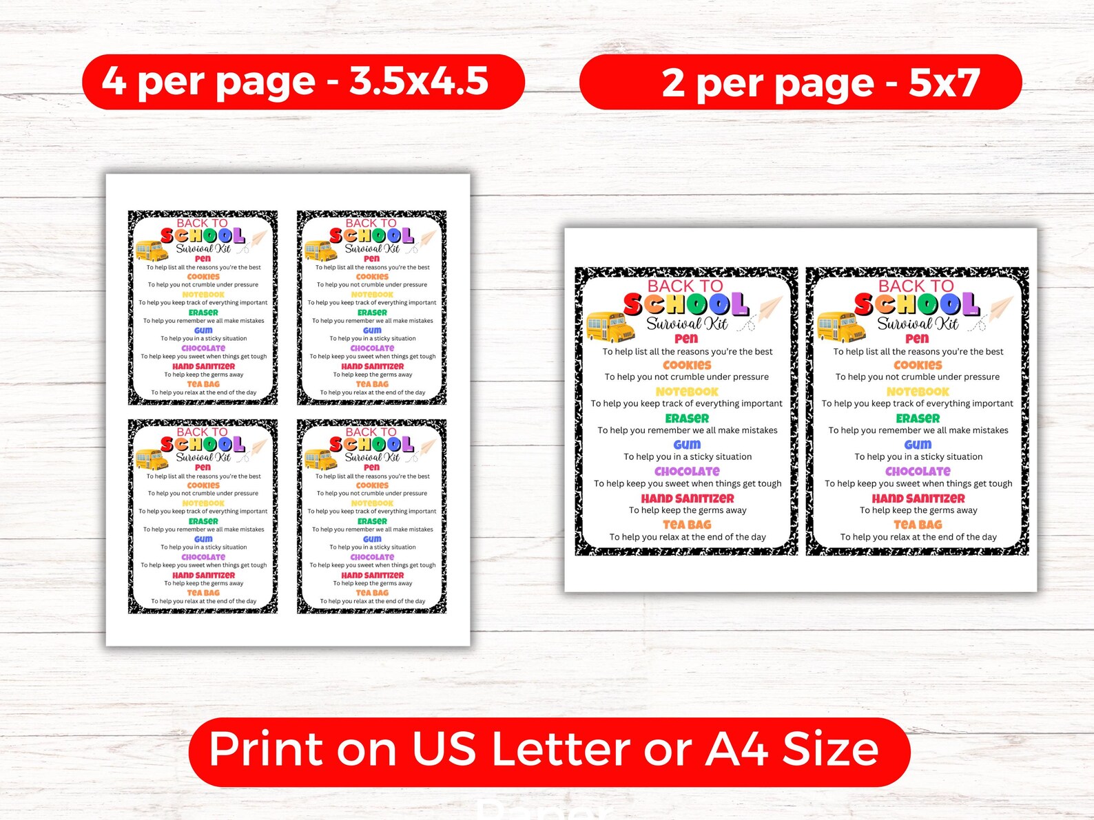 Editable Back to School Survival Kit Gift Tags, Back to School Gift Tag ...