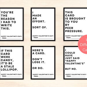Cartes de Saint-Valentin amusantes, 18 cartes de Saint-Valentin ados rigolotes à imprimer, cartes de Saint-Valentin sarcastiques, Saint-Valentin drôle de salle de classe, cartes de Saint-Valentin garçon