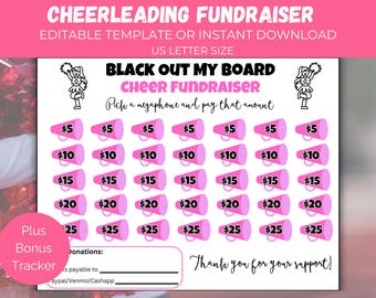 Editable Cheer Black Out My Board Fundraiser, Cheerleading Team Fundraiser Flyer, Cheer Sponsor My Season, Cheer Fundraising Form,