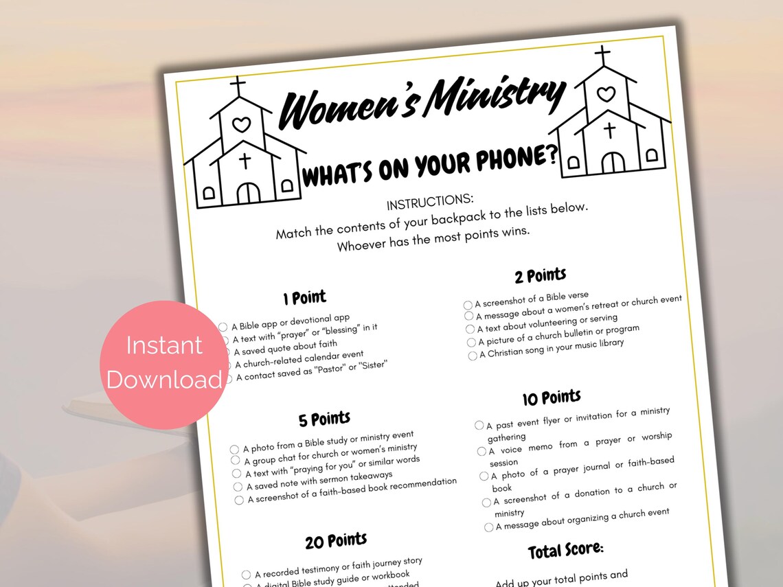 Womens Ministry What's on Your Phone, Printable Women's Ministry Games ...