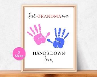 Best Grandma Handprint Art, Grandparents Day Handprint Craft for toddlers, Grandparent Keepsake, Gift From Grandkids, Gift for Grandma