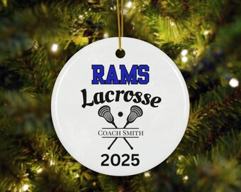 Personalized Lacrosse Ornament for Coaches or Players, Custom Lacrosse Christmas Ornament, Lacrosse Senior Night Gift, Lacrosse Team Gift