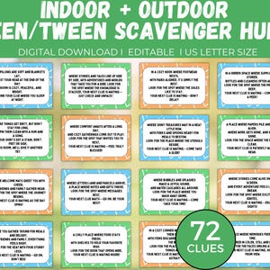 Indoor + Outdoor Scavenger Hunt, Printable Indoor Outdoor Teen Scavenger Hunt, Birthday Scavenger Hunt, Treasure Hunt for Teens + Older Kids